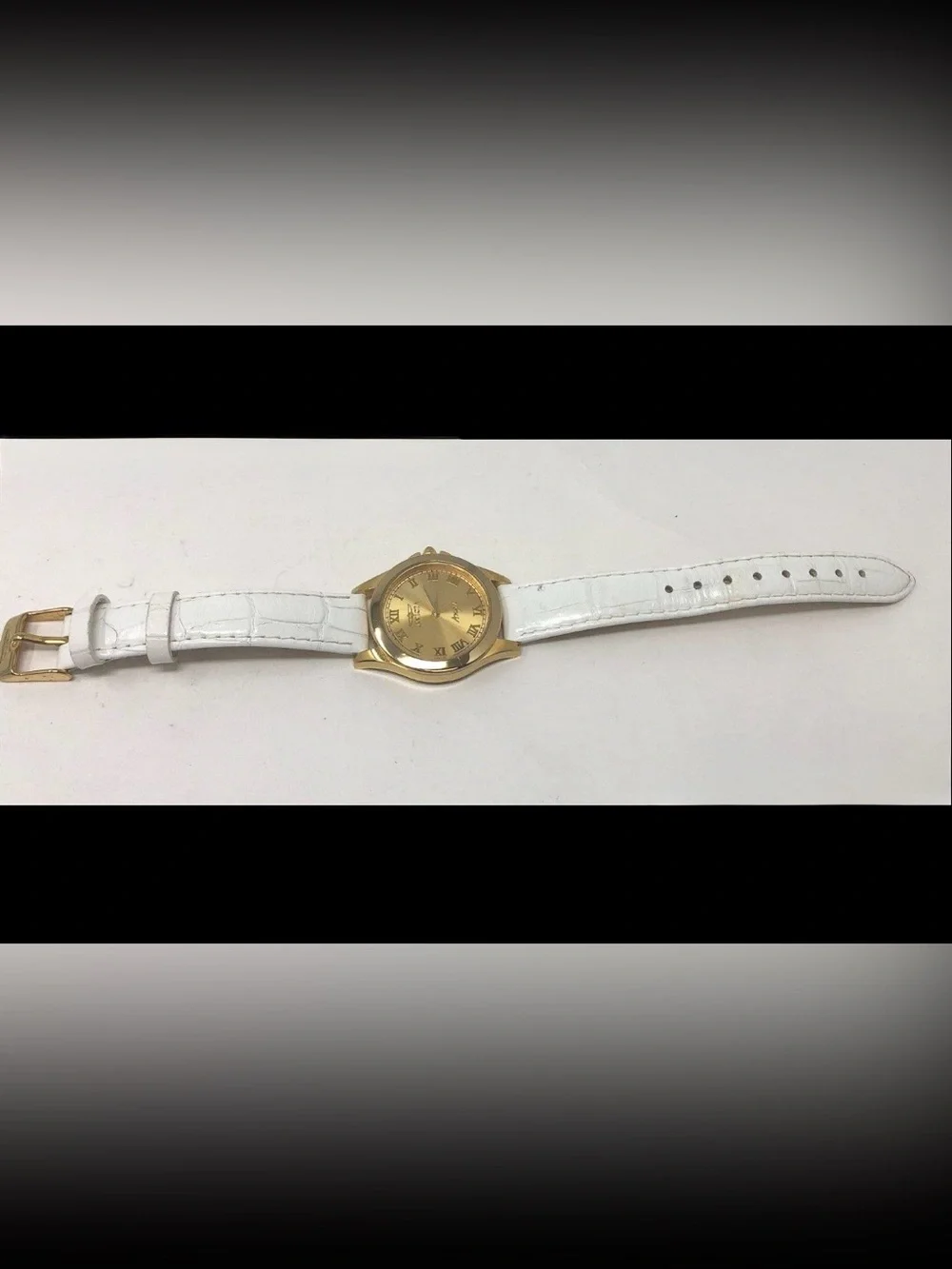 Invicta Angel Gold Roman Dial White Leather Strap Women's Watch Strap 30mm